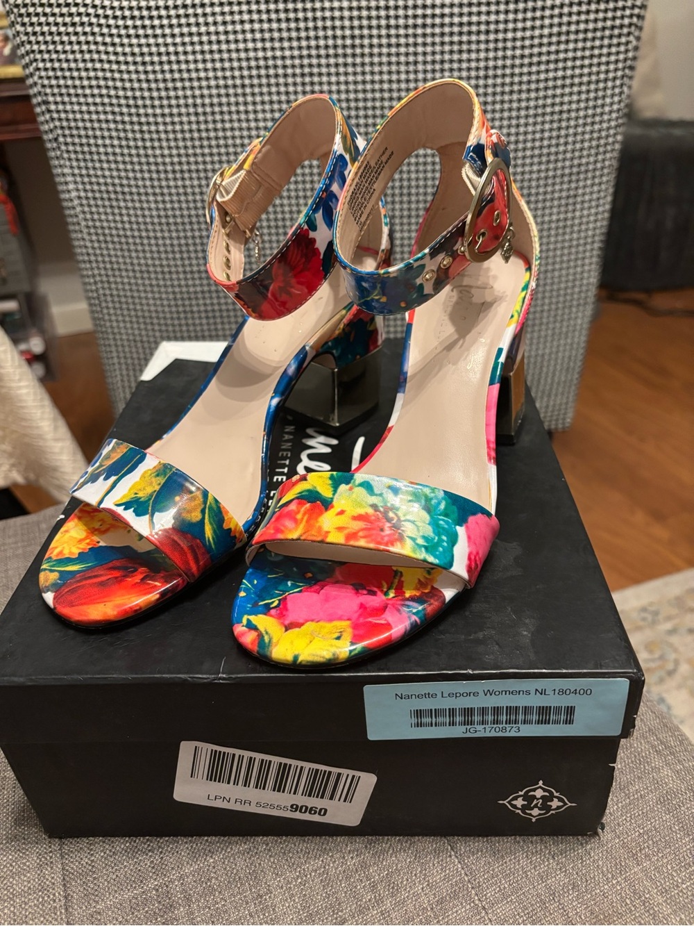 Nanette Lepore Multicolor Floral Ankle-Strap Block Heels